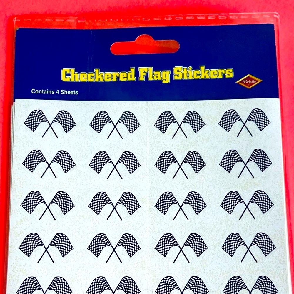 NWT. 🏁 Pack of 128 checkered flag stickers, 4 sheets.